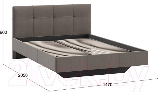 Изображение товара Полуторная кровать ТриЯ Элис тип 1 с мягкой обивкой 140x200 (велюр мокко)