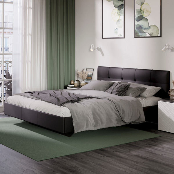 Изображение товара Двуспальная кровать ТриЯ Элис тип 1 с мягкой обивкой 180x200 (велюр графит)