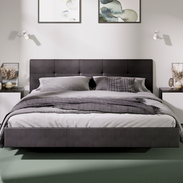 Изображение товара Двуспальная кровать ТриЯ Элис тип 1 с мягкой обивкой 180x200 (велюр графит)