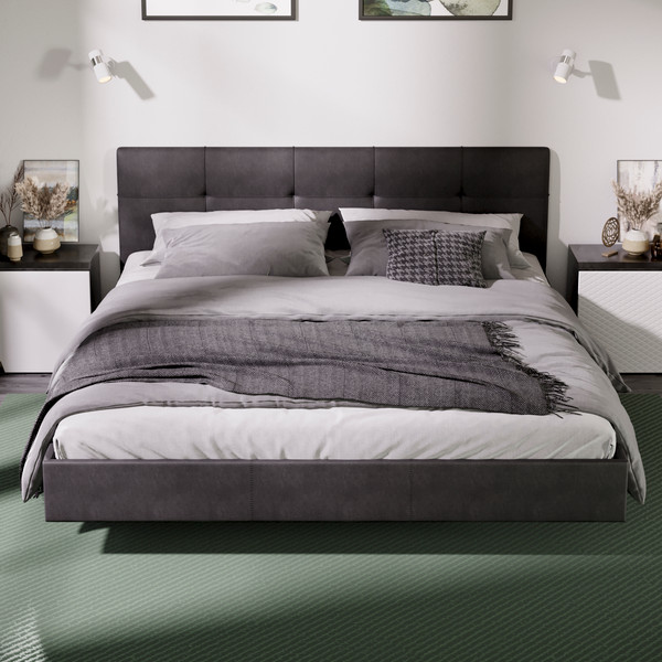 Изображение товара Двуспальная кровать ТриЯ Элис тип 1 с мягкой обивкой 180x200 (велюр графит)