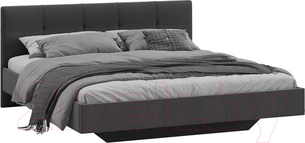 Изображение товара Двуспальная кровать ТриЯ Элис тип 1 с мягкой обивкой 180x200 (велюр графит)