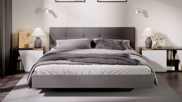 Изображение товара Двуспальная кровать ТриЯ Элис тип 1 с мягкой обивкой 180x200 (велюр мокко)