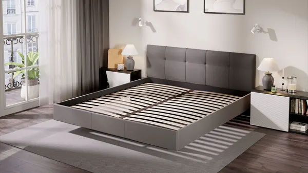 Изображение товара Двуспальная кровать ТриЯ Элис тип 1 с мягкой обивкой 180x200 (велюр мокко)