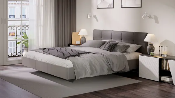 Изображение товара Двуспальная кровать ТриЯ Элис тип 1 с мягкой обивкой 180x200 (велюр мокко)