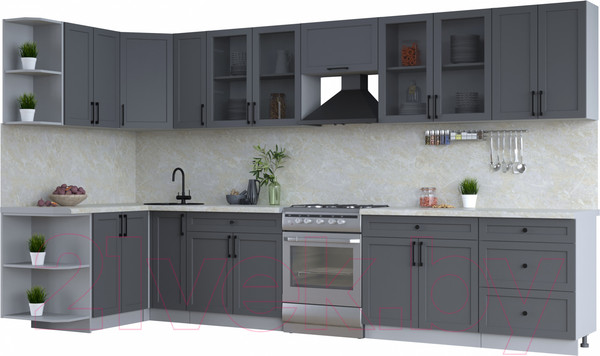 Изображение товара Кухонный гарнитур Интерлиния Тренд 1.5x3.7 левая (пепел/пепел/опал светлый)