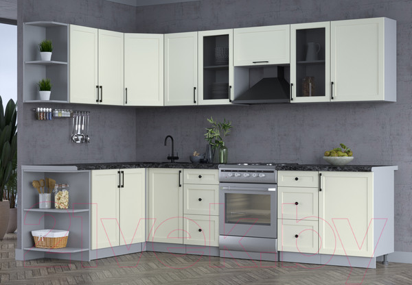 Изображение товара Кухонный гарнитур Интерлиния Тренд 1.7x2.9 левая (белый/белый/кастилло темный)