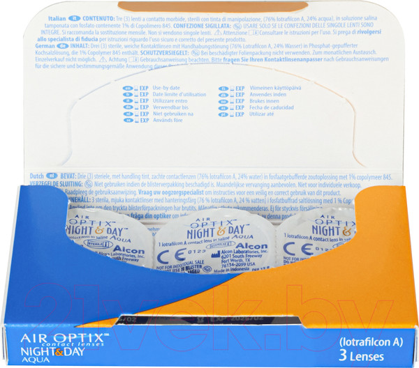 Изображение товара Комплект контактных линз Air Optix Night&Day Aqua Sph+3.50 R8.6 D13.8 (3шт)