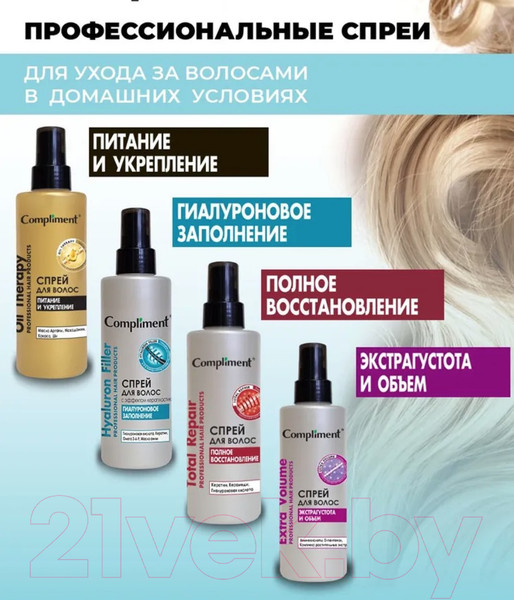 Изображение товара Спрей для волос Compliment Hyaluron Filler С эффектом керапластики (200мл)