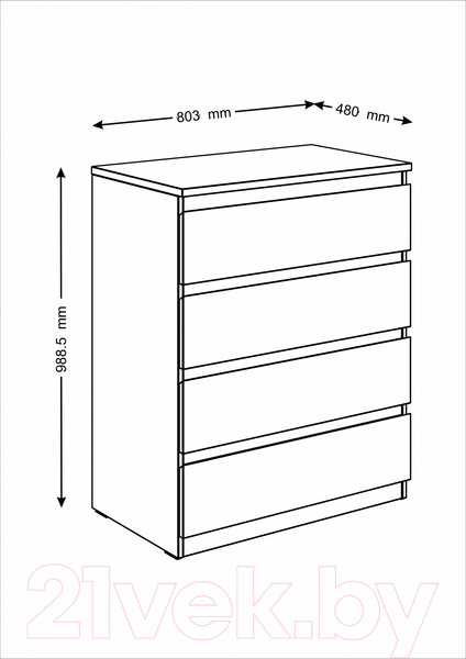Изображение товара Комод Mio Tesoro Мальта 4 ящика 80x99 2.05.02.070.5 (дуб венге)