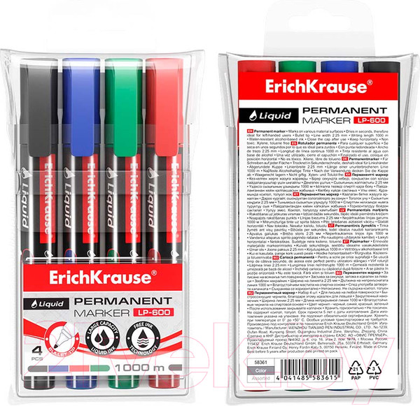 Изображение товара Набор маркеров Erich Krause Liquid LP-600 / 58361 (4цв)
