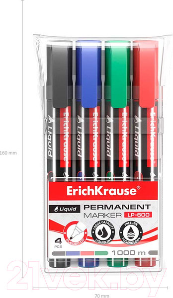 Изображение товара Набор маркеров Erich Krause Liquid LP-600 / 58361 (4цв)