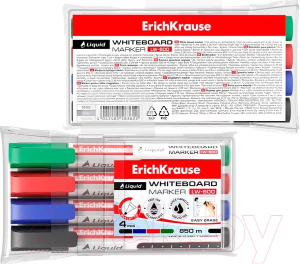 Изображение товара Набор маркеров Erich Krause Liquid LW-600 / 58362 (4шт)