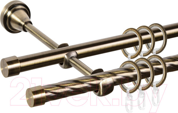Изображение товара Карниз для штор АС ФОРОС Grace D16К/16Г + заглушка (1.8м, антик)