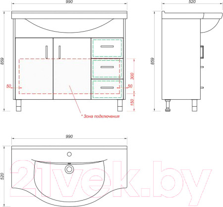 Изображение товара Тумба под умывальник Какса-А Винтер 100 / 466515