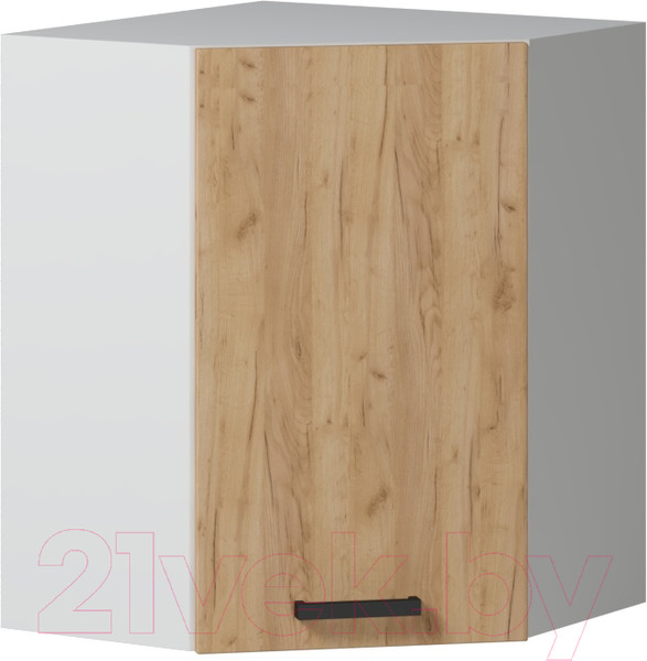Изображение товара Шкаф навесной для кухни Genesis Мебель Алиса Craft угловой 600 глухой (белый/дуб золотой)