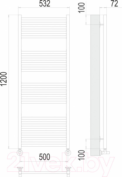 Изображение товара Полотенцесушитель водяной Terminus Аврора П22 50x120 RAL 9005