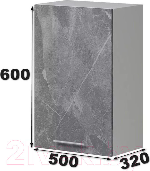 Изображение товара Шкаф навесной для кухни Genesis Мебель Алиса Каспий 500 сушка (белый/каспий темный)