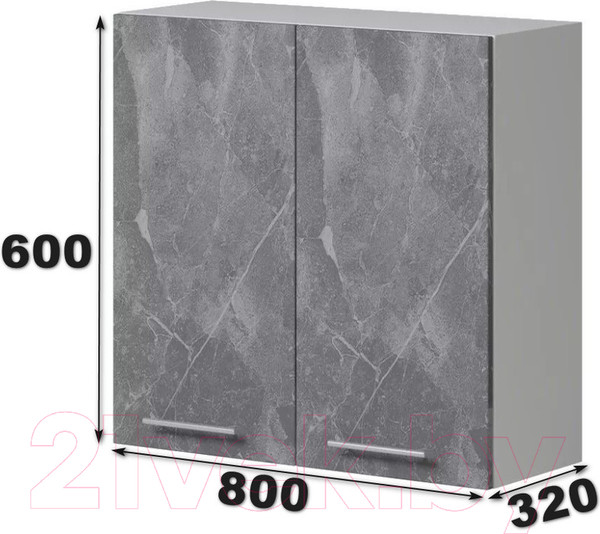 Изображение товара Шкаф навесной для кухни Genesis Мебель Алиса Каспий 800 сушка (белый/каспий темный)