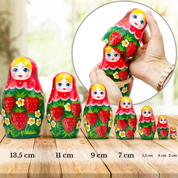 Изображение товара Матрешка сувенирная Брестская Фабрика Сувениров С рисунком клубники / 7042