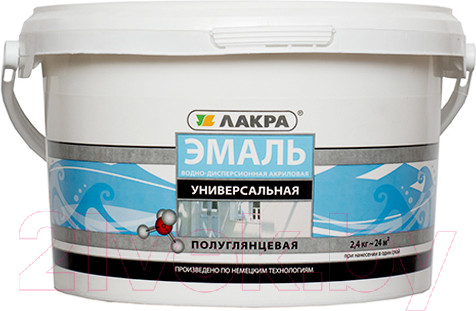 Изображение товара Эмаль Лакра Акриловая универсальная (2.4кг, белый полуглянец)