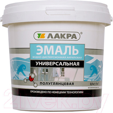 Изображение товара Эмаль Лакра Акриловая универсальная (900г, белый полуглянец)
