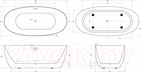 Изображение товара Ванна акриловая BelBagno BB414-1700-800