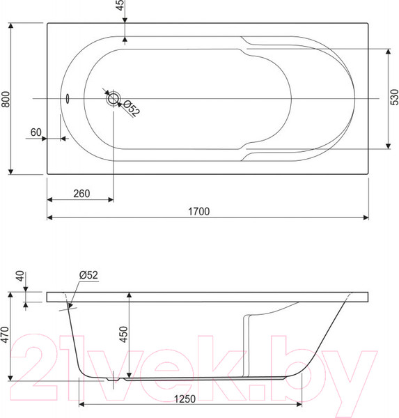 Изображение товара Ванна акриловая Cezares ARNO-170-80-45-W37
