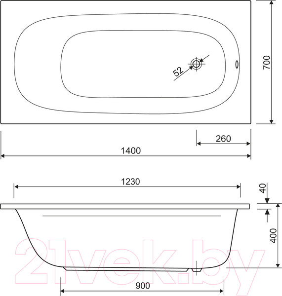 Изображение товара Ванна акриловая Cezares ECO-140-70-40-W37