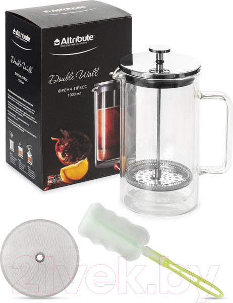 Изображение товара Френч-пресс Attribute Double Wall ATF300 (1000мл, с аксессуарами)