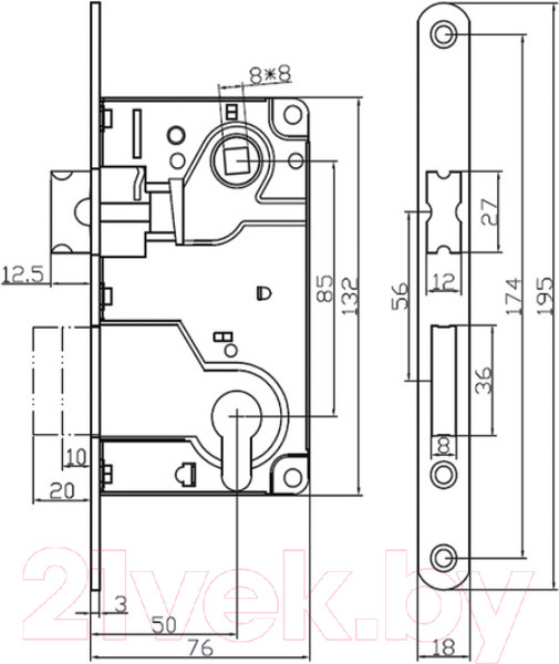 Изображение товара Замок врезной Vantage ML85AB