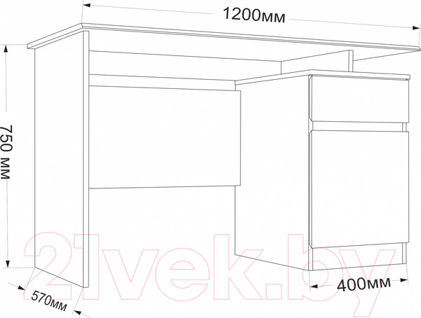 Изображение товара Письменный стол Евва Турин ТР-1D1S/S (дуб сонома)