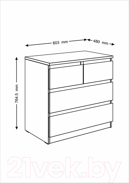 Изображение товара Комод Mio Tesoro Мальта 4 ящика 80x76 2.05.02.050.3 (дуб сонома)