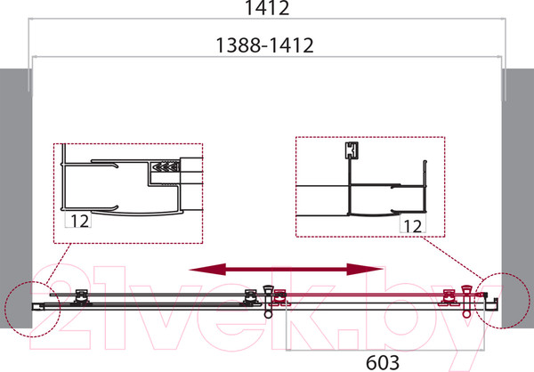 Изображение товара Душевая дверь BelBagno UNO-195-BF-1-140-C-NERO