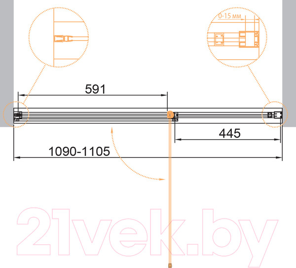 Изображение товара Душевая дверь Cezares URBAN-B-12-110-C-CR