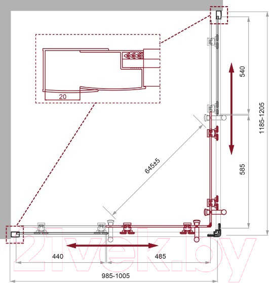 Изображение товара Душевой уголок BelBagno UNO-195-AH-2-120/100-C-NERO