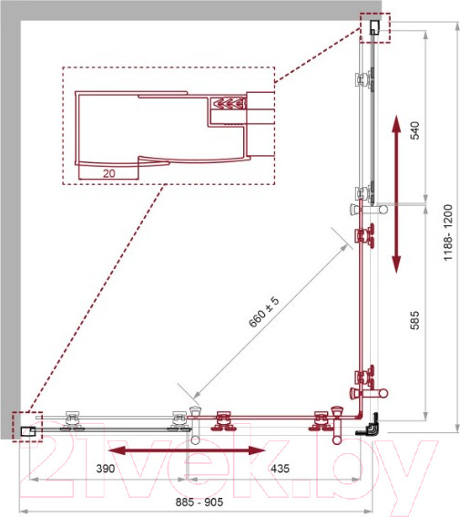 Изображение товара Душевой уголок BelBagno UNO-195-AH-2-120/90-C-NERO