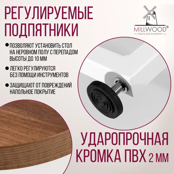 Изображение товара Обеденный стол Millwood Лофт Лондон раздвижной / D110-150x110x76 (дуб табачный Craft/металл белый)