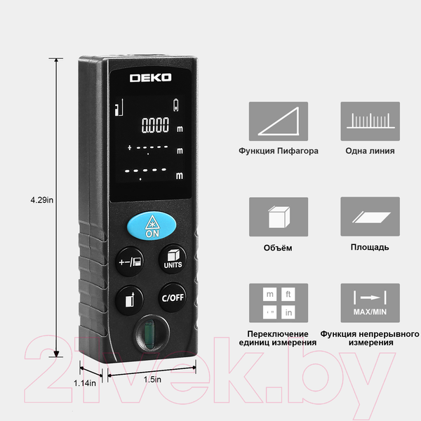 Изображение товара Лазерный дальномер Deko LRD110-70m / 065-0206