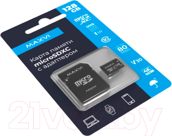 Изображение товара Карта памяти Maxvi microSDXC 128GB class 10 UHS-I (3)