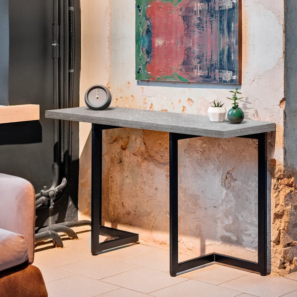 Изображение товара Обеденный стол Millwood Арлен 3 147x38-76x76 (бетон/металл черный)