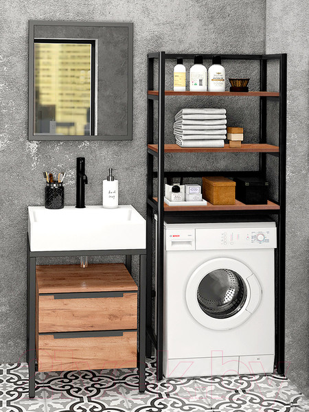 Изображение товара Стеллаж Millwood Венеция 2 35x60x181.8 (дуб табачный Craft/металл черный)