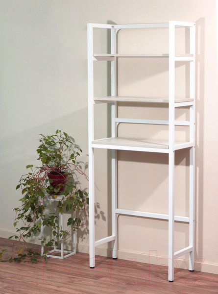 Изображение товара Стеллаж Millwood Венеция 2 35x60x181.8 (дуб белый Craft/металл белый)