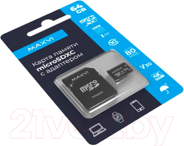 Изображение товара Карта памяти Maxvi microSDXC 64GB class 10 UHS-I (3)