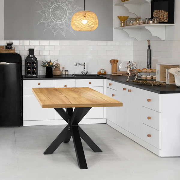 Изображение товара Обеденный стол Millwood Кейптаун 160x80x75 (дуб золотой Craft/металл черный)