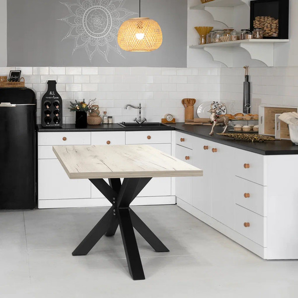 Изображение товара Обеденный стол Millwood Кейптаун 200x100x75 (дуб белый Craft/металл черный)