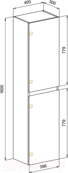 Изображение товара Шкаф-пенал для ванной Cezares MOLVENO-1600-2A-SC-ANTR