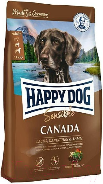Изображение товара Сухой корм для собак Happy Dog Sensible Canada лосось, кролик, ягненок / 60573 (11кг)