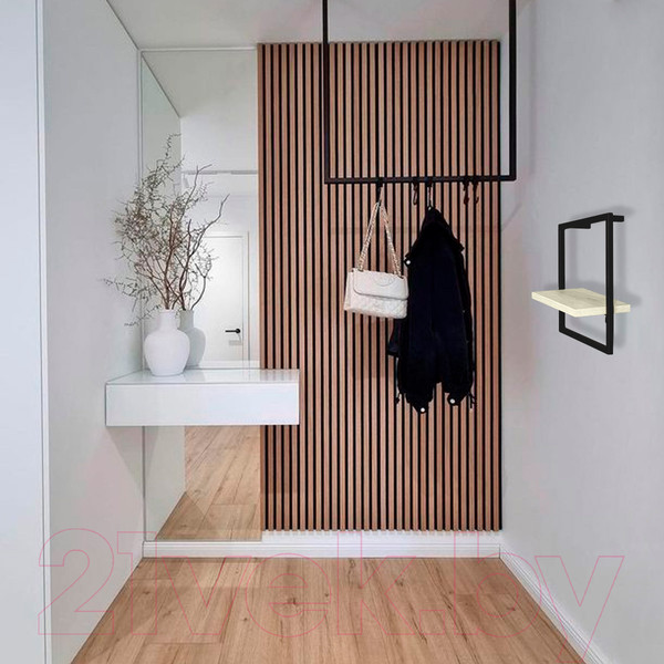 Изображение товара Полка Millwood Навесная каркасная 30x15x30 (дуб белый Craft/металл черный)