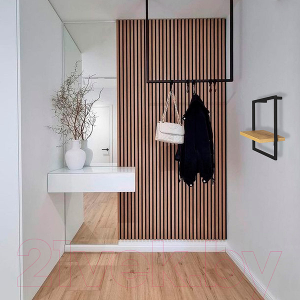 Изображение товара Полка Millwood Навесная каркасная 30x15x30 (дуб золотой Craft/металл черный)