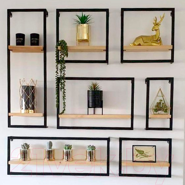 Изображение товара Полка Millwood Навесная каркасная 30x15x30 (дуб золотой Craft/металл черный)